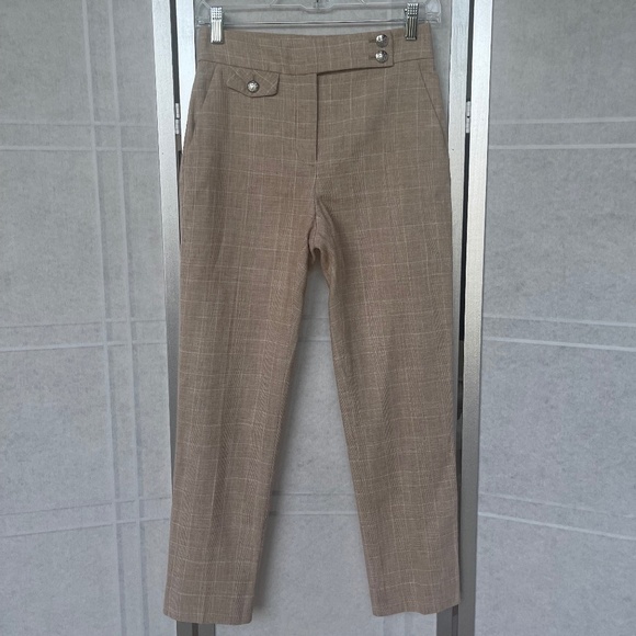 Veronica Beard Beige Plaid Renzo Pants sz 0
